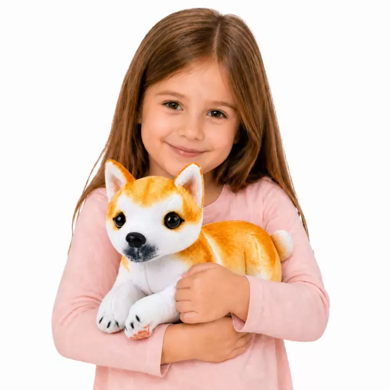 LEAN TOYS Peluche perro shiba inu mascota peluche perro suave 25 cm