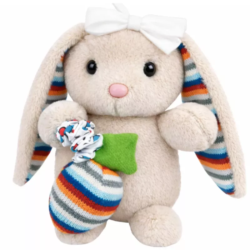 LEAN TOYS Peluche suave conejito caja de música mascota beige