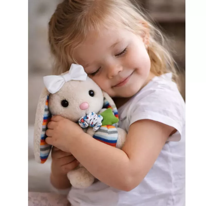 LEAN TOYS Peluche suave conejito caja de música mascota beige
