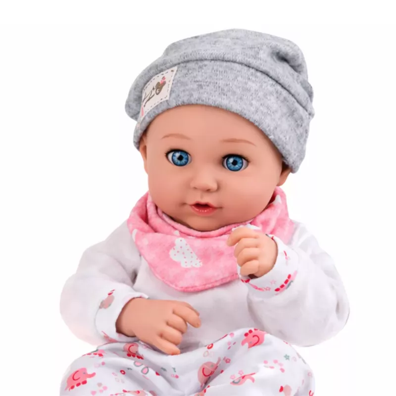 LEAN TOYS Muñeca bebé con accesorios de alimentación, babero, gorro, 28 cm