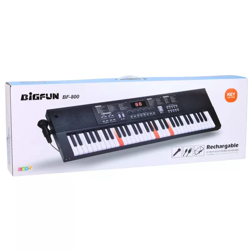 LEAN TOYS Teclado piano electrónico con micrófono 200 sonidos 61 teclas 78cm