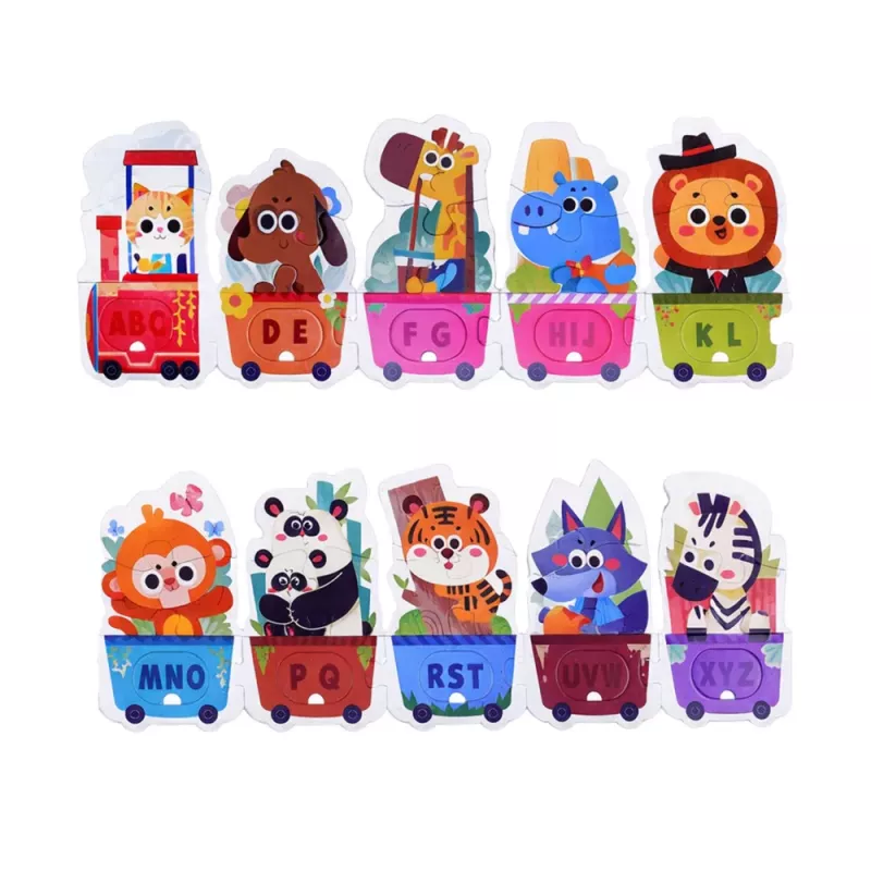 LEAN TOYS Puzzle educativo para niños pequeños tren del alfabeto con animales 40 piezas