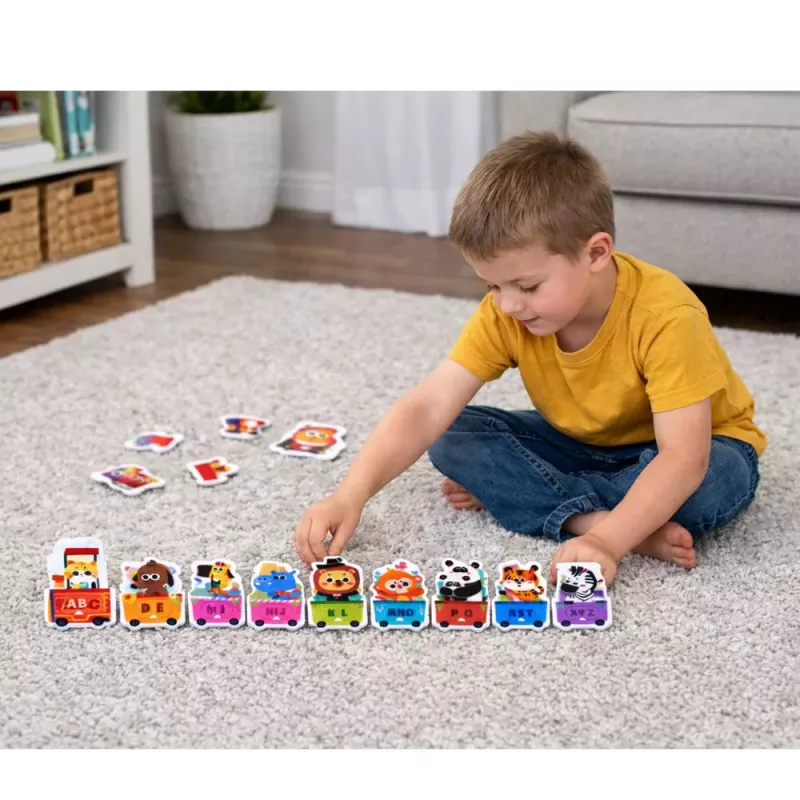 LEAN TOYS Puzzle educativo para niños pequeños tren del alfabeto con animales 40 piezas