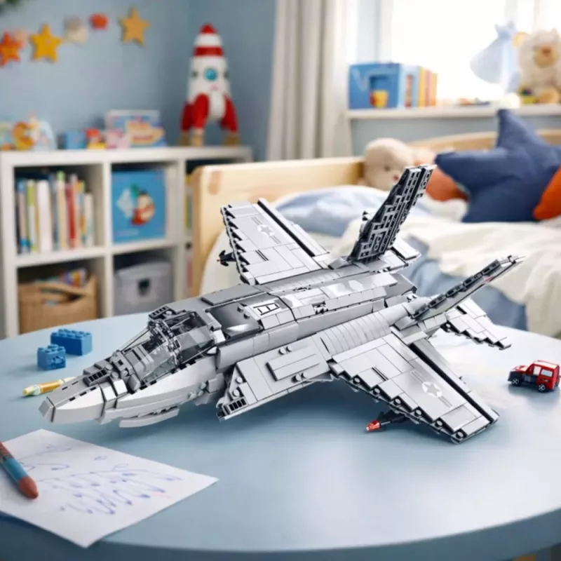 LEAN TOYS Avión de combate F-35 Lightning II bloques de construcción gris 1490 piezas