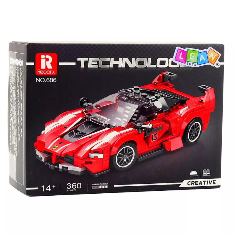 LEAN TOYS Bloques de construcción FXX-K coche de carreras rojo 360 piezas