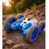 LEAN TOYS Coche acrobático con control remoto RC luces humo drift 360° azul