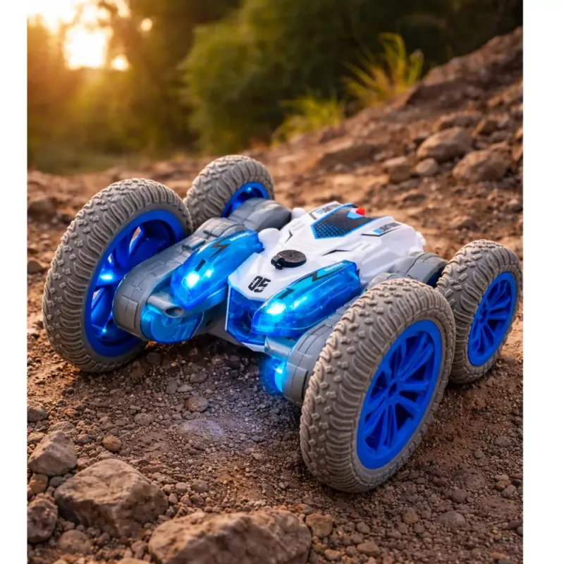 LEAN TOYS Coche acrobático con control remoto RC luces humo drift 360° azul