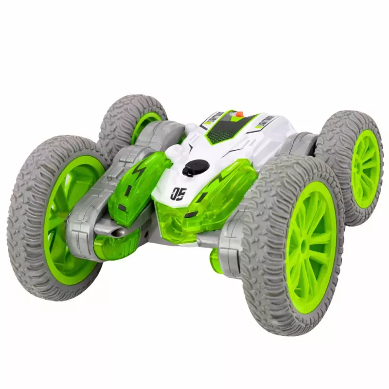 LEAN TOYS Coche Acrobático Teledirigido RC con Luces Humo Derrape 360° Verde