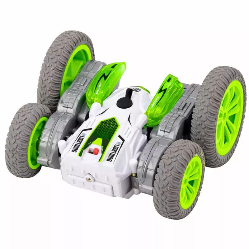 LEAN TOYS Coche Acrobático Teledirigido RC con Luces Humo Derrape 360° Verde