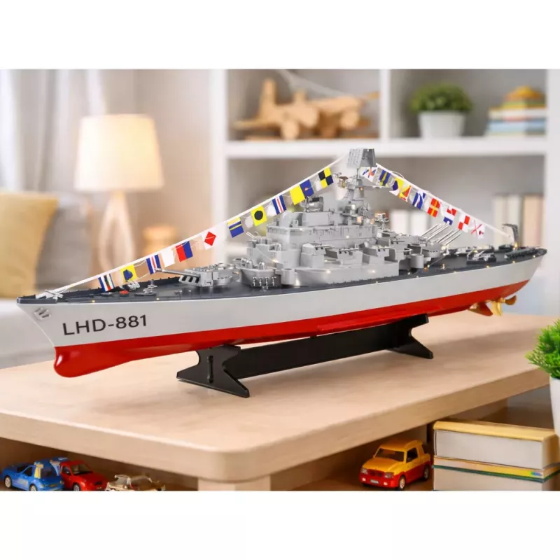 LEAN TOYS Portaaviones Buque de Guerra RC Teledirigido Iluminación LED 1:390