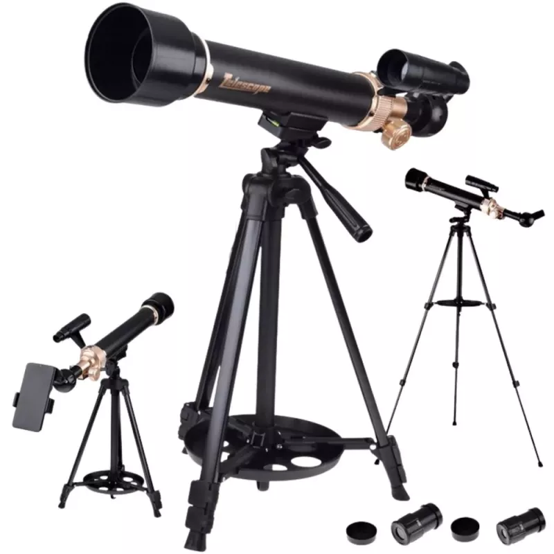 LEAN TOYS Telescopio Astronómico Educativo de Aluminio con Trípode y Accesorios 1,35 m
