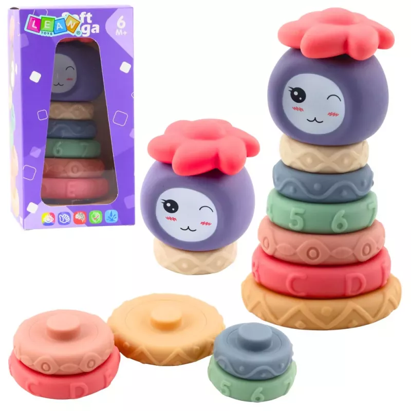 LEAN TOYS Torre de Bloques Blandos Pirámide Sensorial Colorida 8 uds.