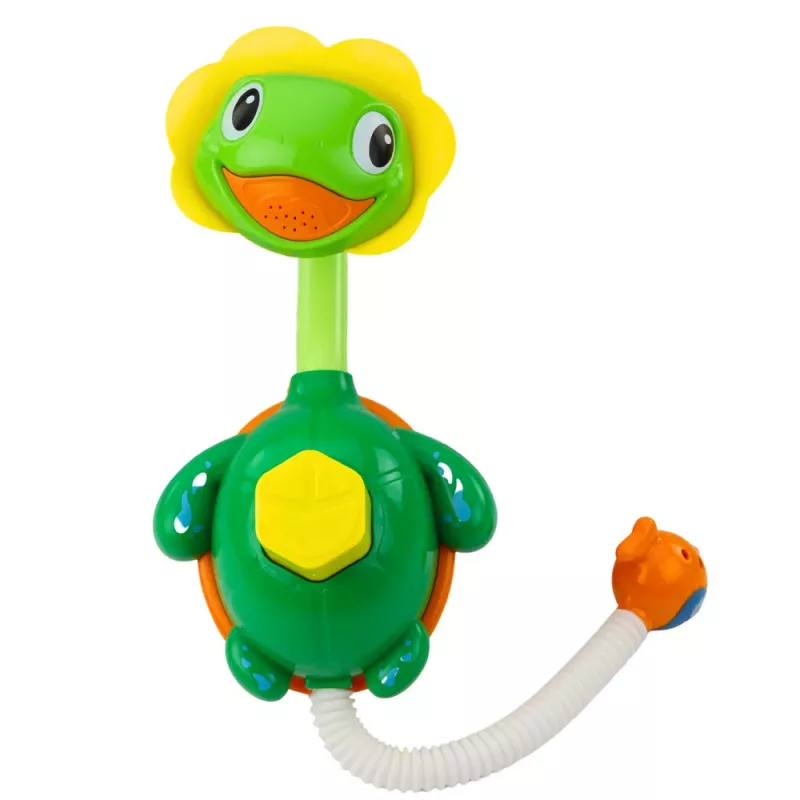 LEAN TOYS Juguete de Baño Tortuga con Ducha Fuente de Peces Ventosas