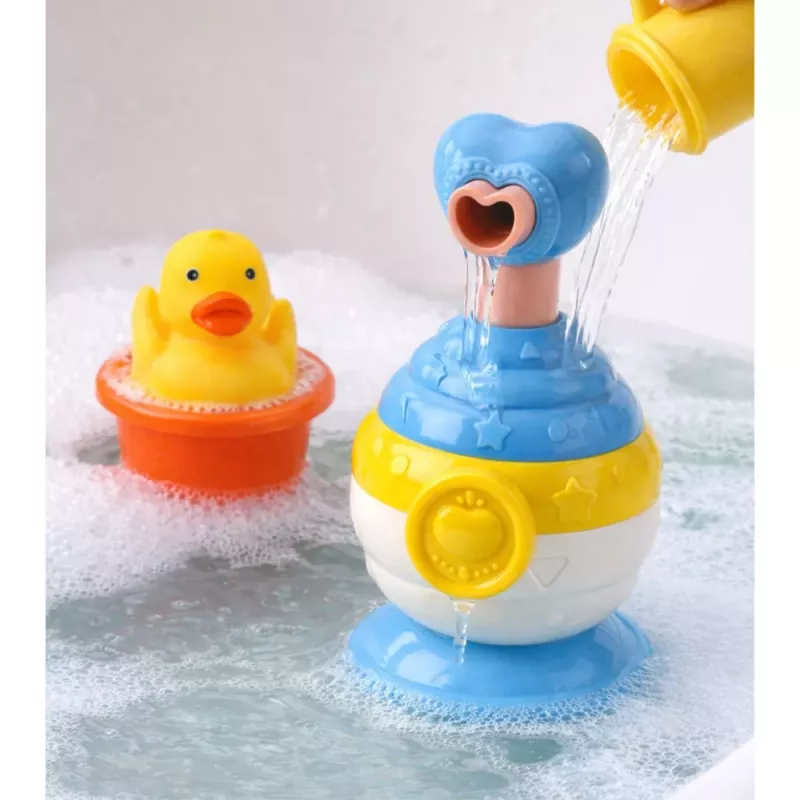 LEAN TOYS Set de Juguetes de Baño Pato Dispensador de Jabón Vaso Azul