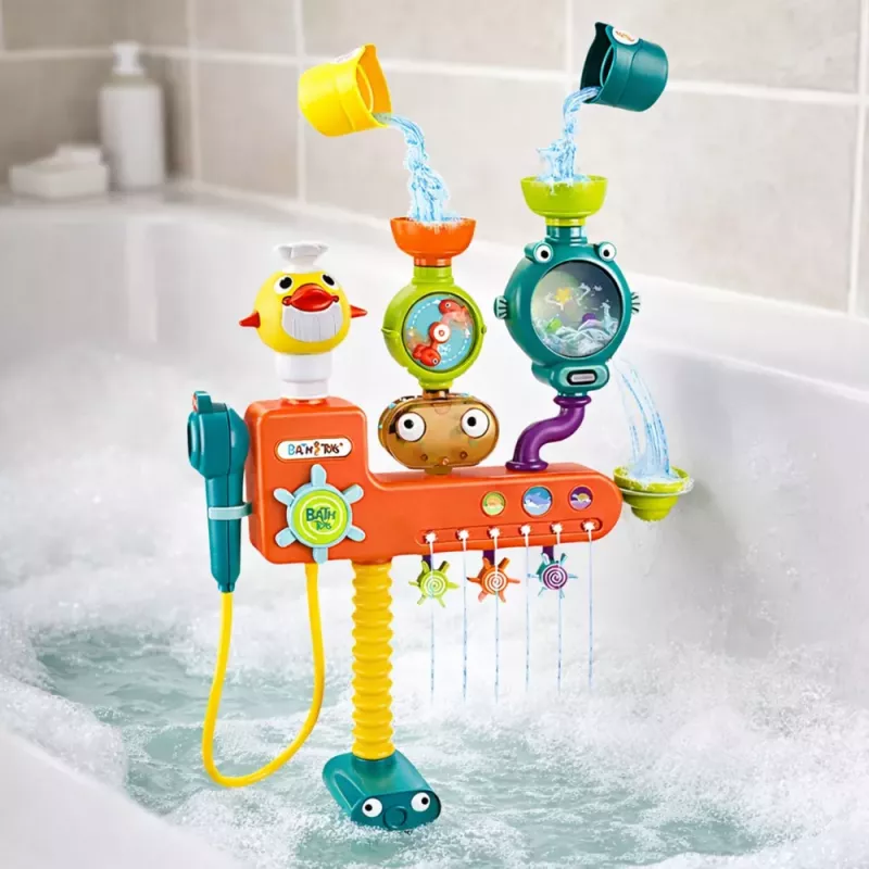 LEAN TOYS Juguete de Baño Rueda Vasos Desbordante Ducha