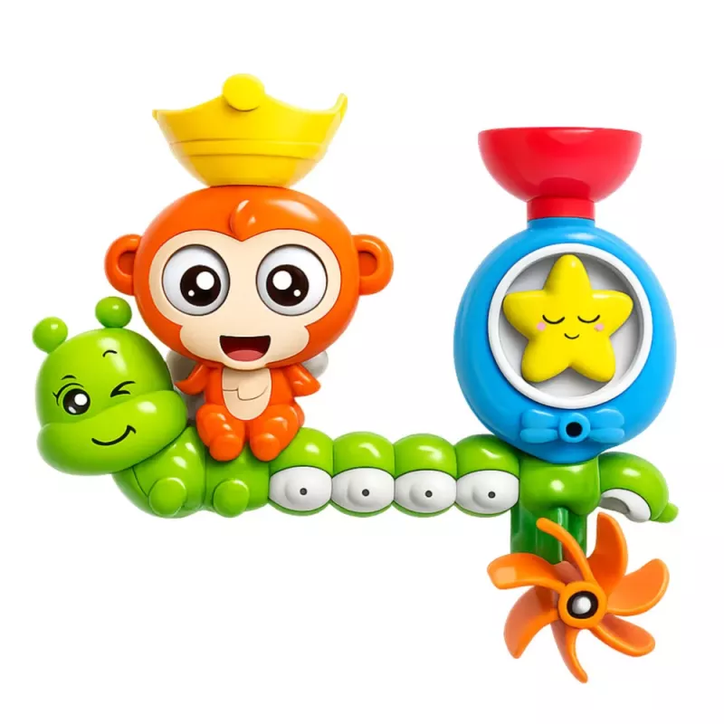 LEAN TOYS Juguete de Baño Mono Oruga Vasos Ventosas