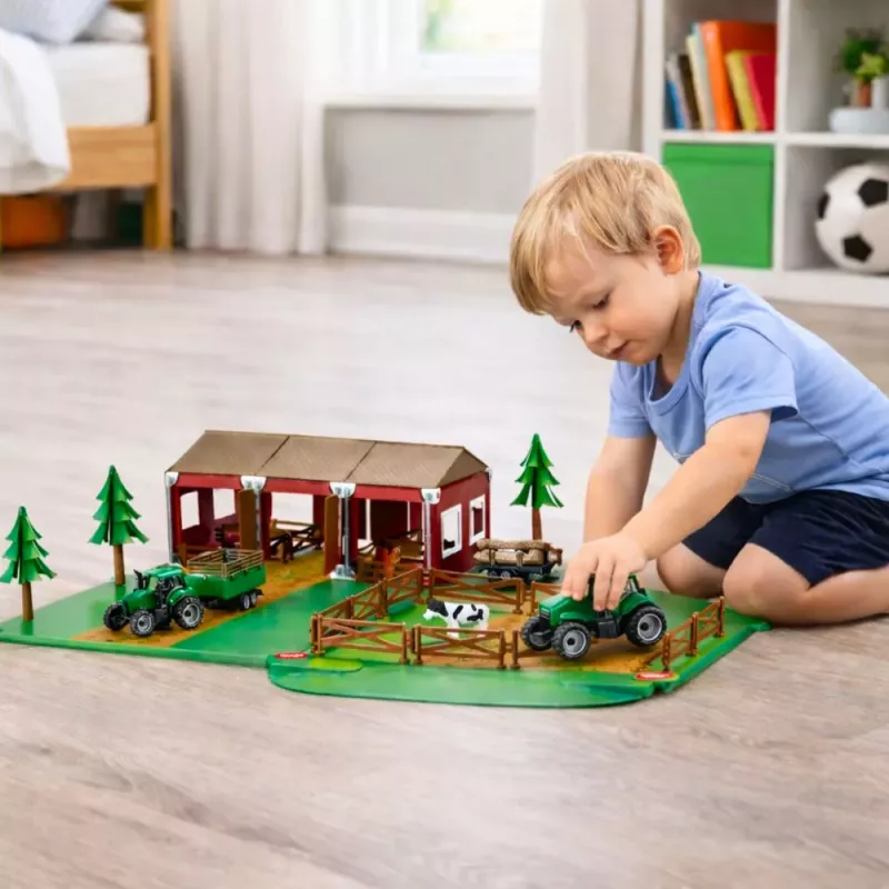 LEAN TOYS Set de Granja con Casa de Campo, Tractores y Animales, 102 Piezas