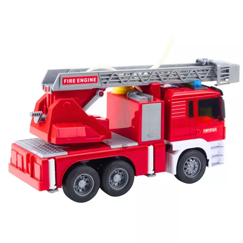 LEAN TOYS Camión de Bomberos con Escalera Giratoria, Bomba de Agua, Luces y Sonidos