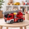 LEAN TOYS Camión de Bomberos con Escalera Giratoria, Bomba de Agua, Luces y Sonidos