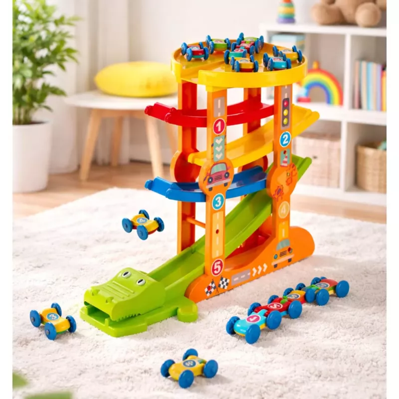 LEAN TOYS Coche Cocodrilo Pista de Equilibrio Deslizante 5 Niveles
