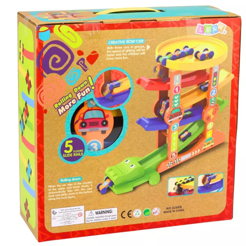LEAN TOYS Coche Cocodrilo Pista de Equilibrio Deslizante 5 Niveles
