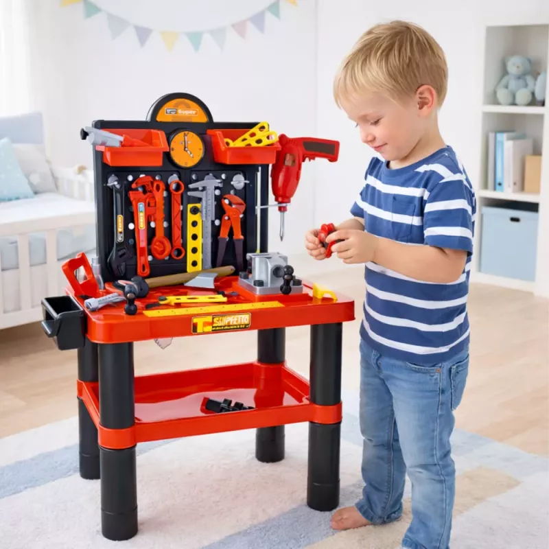 LEAN TOYS Banco de Trabajo Infantil Mesa DIY Accesorios de Herramientas 70 cm