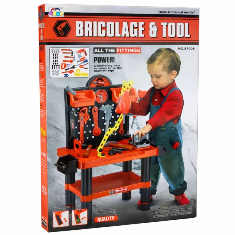 LEAN TOYS Banco de Trabajo Infantil Mesa DIY Accesorios de Herramientas 70 cm