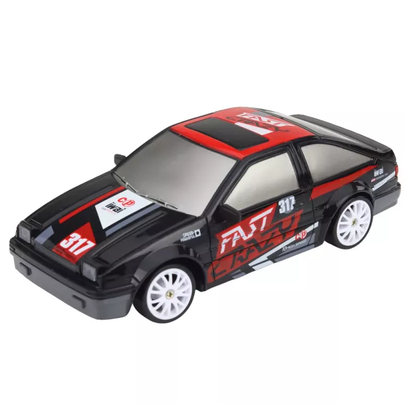 LEAN TOYS Coche Coupé RC Teledirigido Derrape con Ruedas Intercambiables Negro 1:24