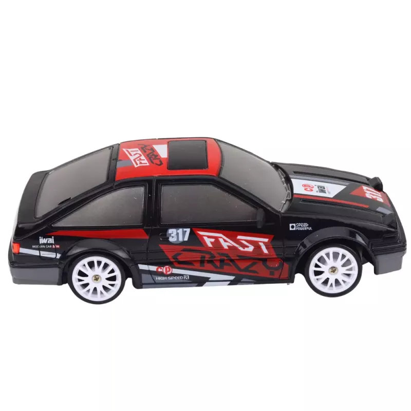 LEAN TOYS Coche Coupé RC Teledirigido Derrape con Ruedas Intercambiables Negro 1:24