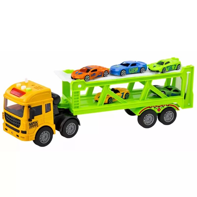 LEAN TOYS Camión de Transporte Lora con Coches Luces Sonidos Verde