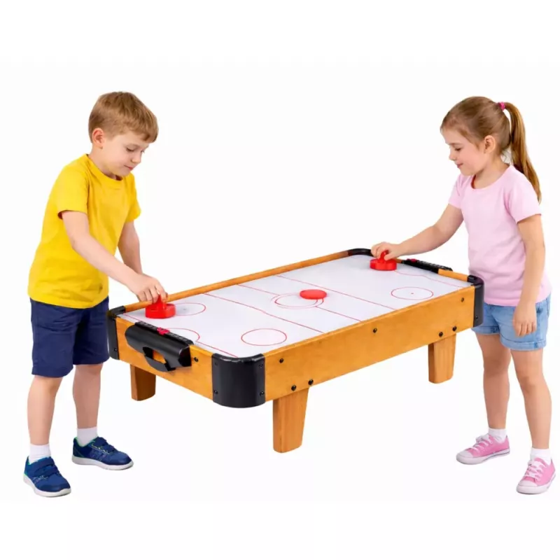 LEAN TOYS Mesa de Air Hockey Mini Juego Arcade para Niños Madera