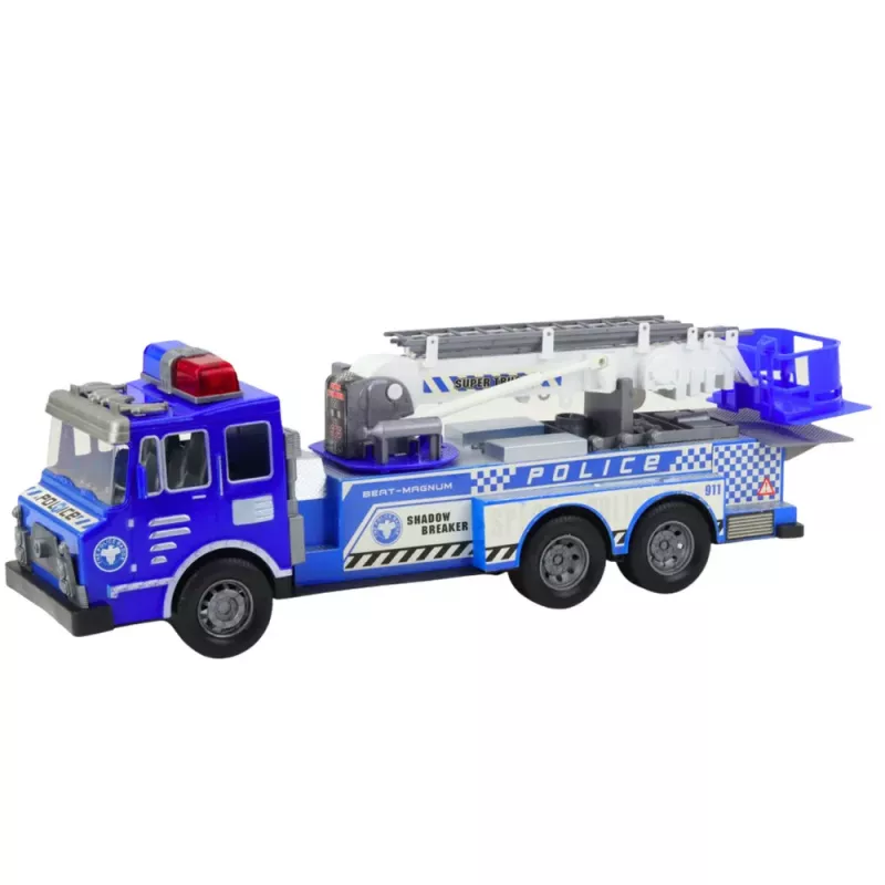 LEAN TOYS Set Grande de Coche de Policía Figura Casco para Niños Azul