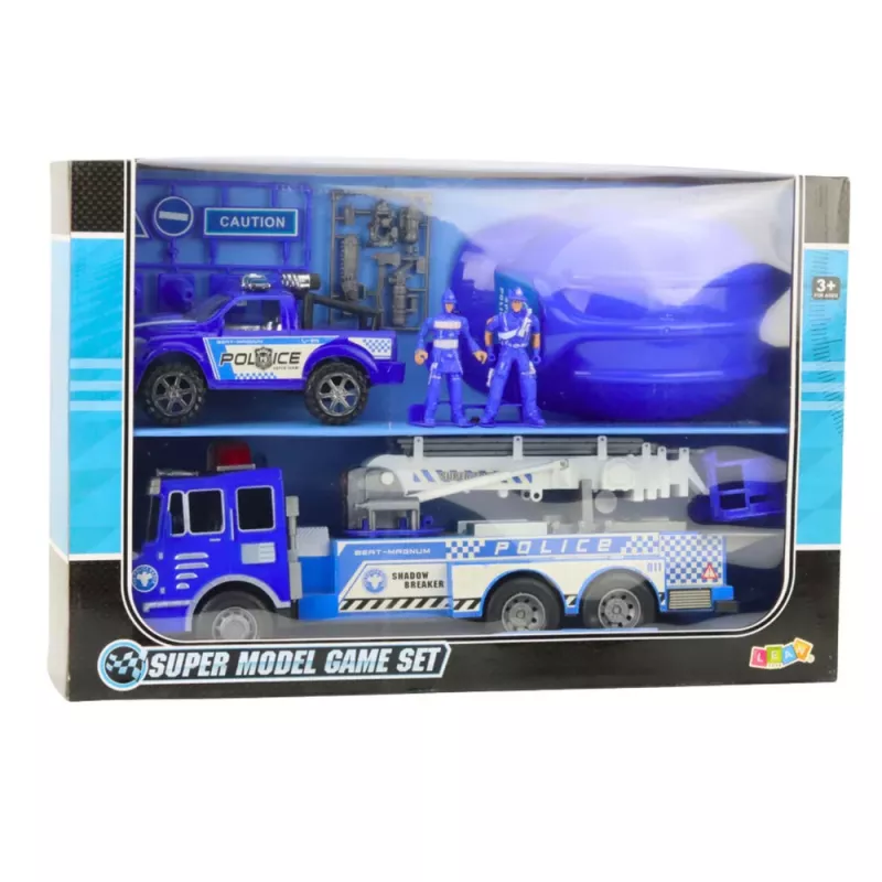 LEAN TOYS Set Grande de Coche de Policía Figura Casco para Niños Azul