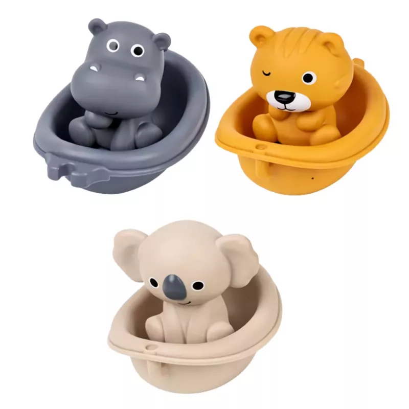LEAN TOYS Set de Juguetes de Baño Animales en Barcos Tobogán 11 Piezas