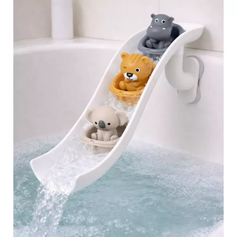 LEAN TOYS Set de Juguetes de Baño Animales en Barcos Tobogán 11 Piezas