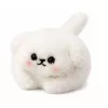 LEAN TOYS Llavero de Peluche Perro Blanco con Cola que Mueve y Sonido de Pitido 9 cm