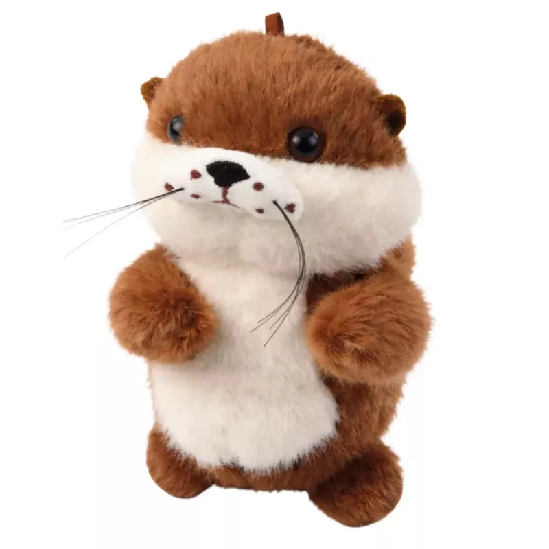 LEAN TOYS Nutria de Peluche con Cola que Mueve y Sonidos de Pitido Llavero 12,5 cm
