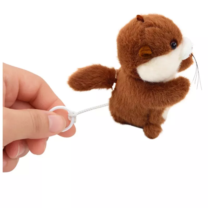 LEAN TOYS Nutria de Peluche con Cola que Mueve y Sonidos de Pitido Llavero 12,5 cm