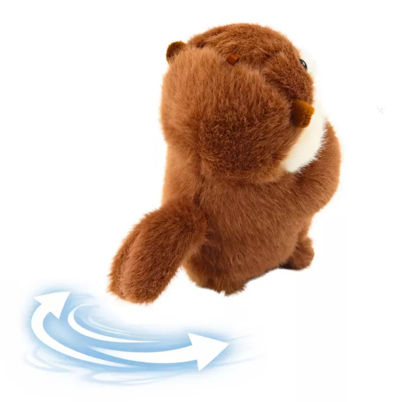 LEAN TOYS Nutria de Peluche con Cola que Mueve y Sonidos de Pitido Llavero 12,5 cm