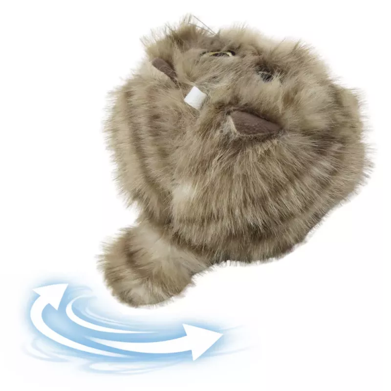 LEAN TOYS Llavero de Peluche Gatito Marrón con Cola que Mueve y Sonido de Pitido, 9 cm