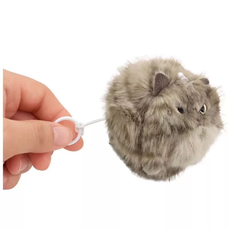 LEAN TOYS Llavero de Peluche Gatito Marrón con Cola que Mueve y Sonido de Pitido, 9 cm