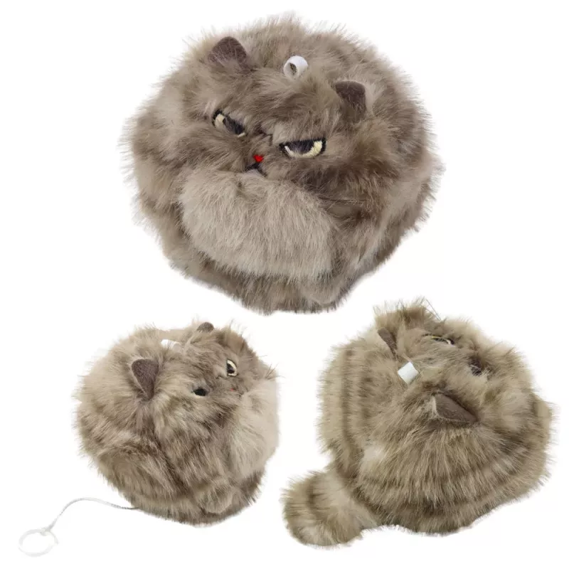 LEAN TOYS Llavero de Peluche Gatito Marrón con Cola que Mueve y Sonido de Pitido, 9 cm