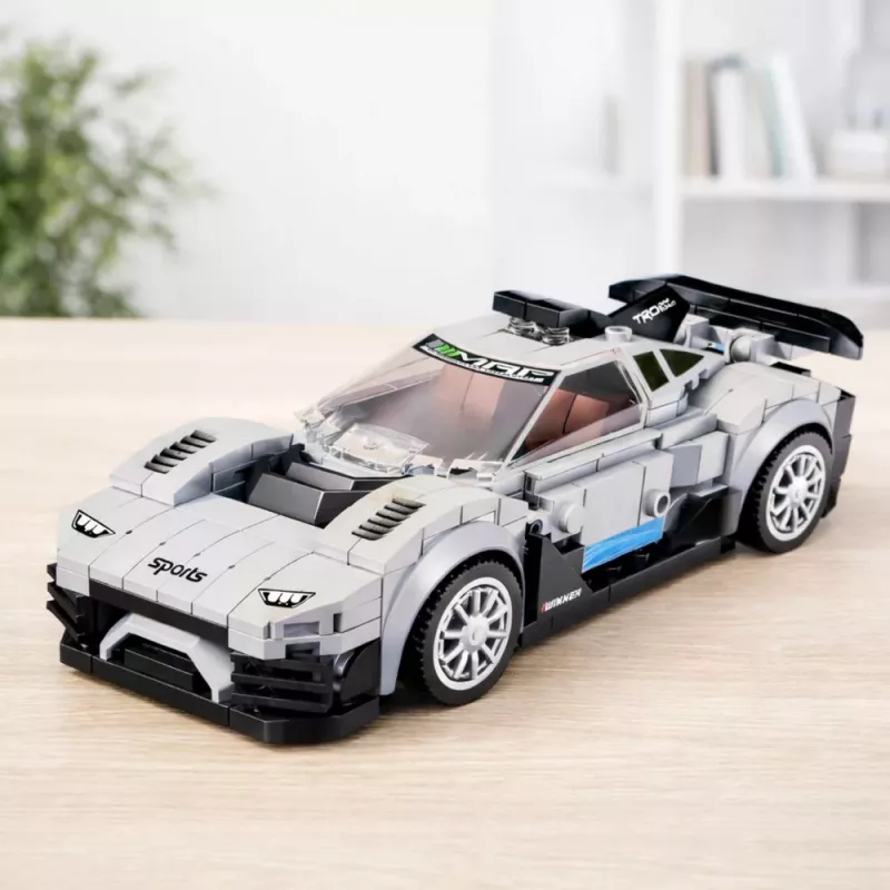 LEAN TOYS Bloques de Construcción Coche de Carreras Robot 2en1 Blanco 320 Piezas