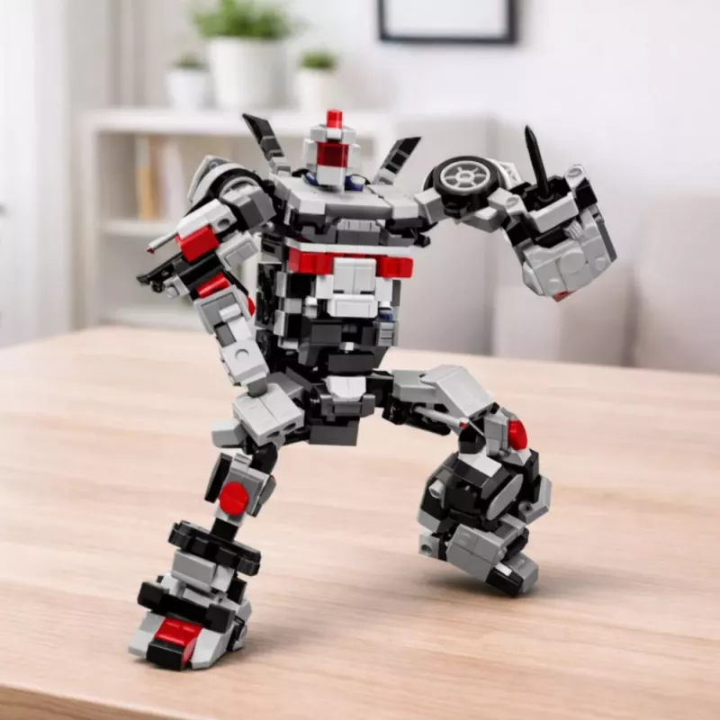 LEAN TOYS Bloques de Construcción Coche de Carreras Robot 2en1 Blanco 320 Piezas