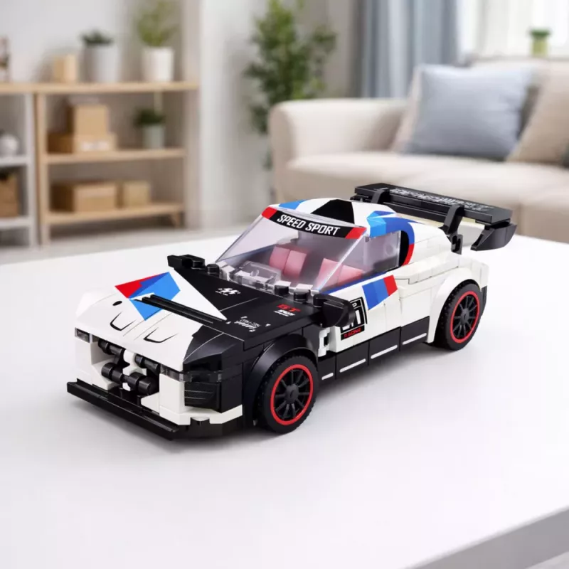LEAN TOYS Bloques de Construcción Coche Deportivo Robot 2en1 Blanco 320 Piezas