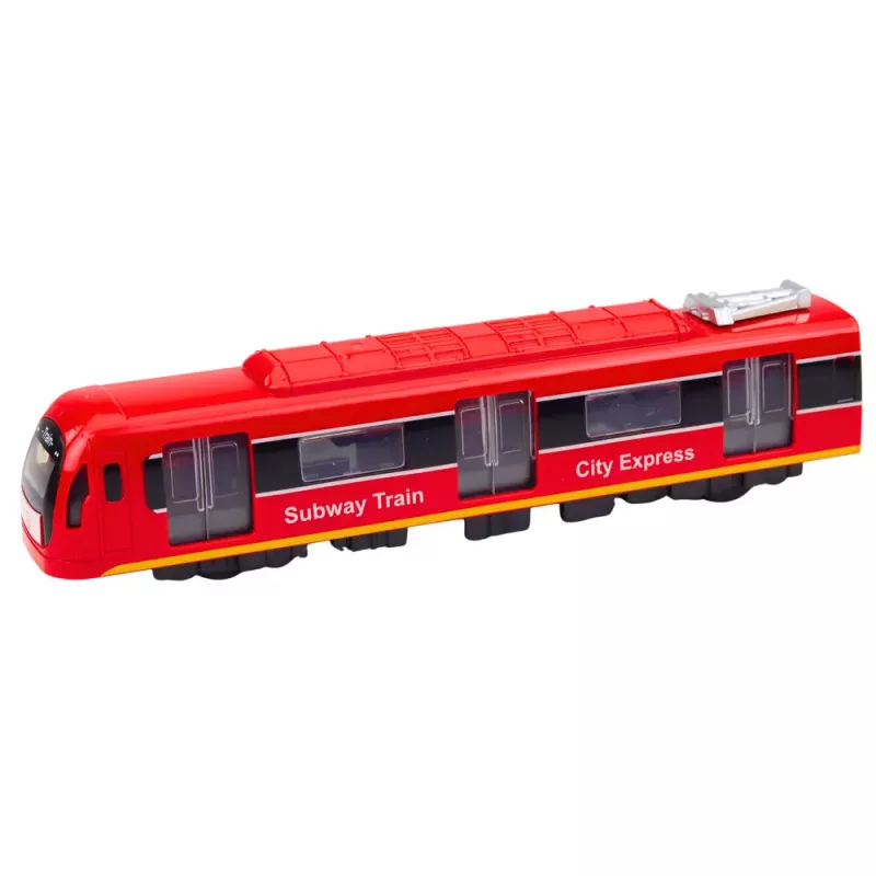 LEAN TOYS Tren Metro City Express con Puertas, Luz y Sonido, Rojo