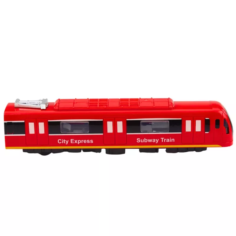 LEAN TOYS Tren Metro City Express con Puertas, Luz y Sonido, Rojo