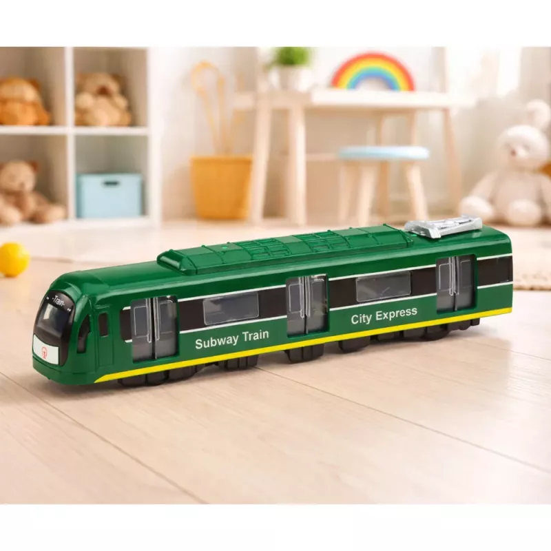LEAN TOYS Tren Metro City Express con Puertas Abatibles, Luces y Sonidos, Verde