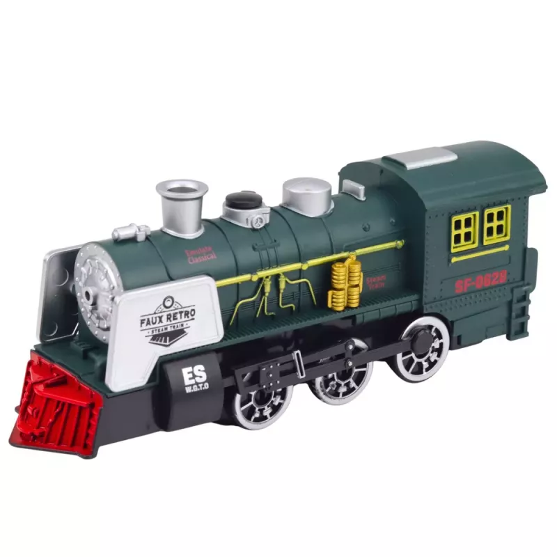 LEAN TOYS Locomotora Clásica Sensor de Obstáculos Humo Luz Sonido Verde