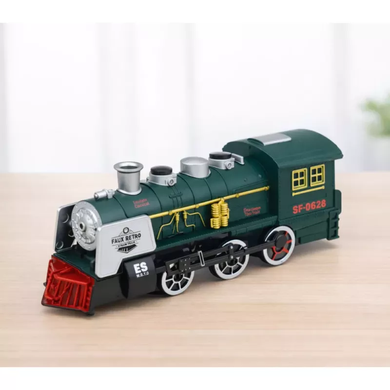 LEAN TOYS Locomotora Clásica Sensor de Obstáculos Humo Luz Sonido Verde
